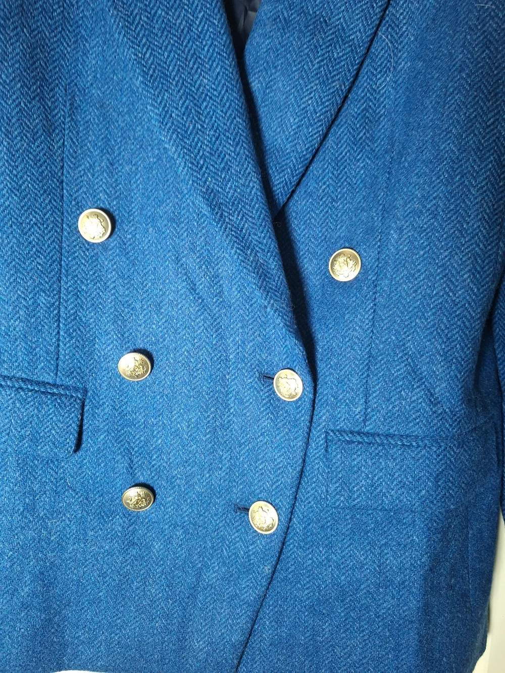 J. Crew Double-Breasted Teal Blazer with Gold Buttons Size 6